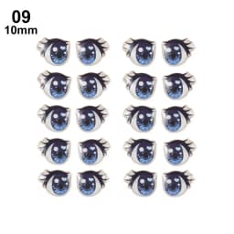 10Pairs Long Eyelashes Cute Love Cartoon Eyes Stickers Anime Figurine Doll Face Organ Paster Clay Decals DIY Doll Accessories