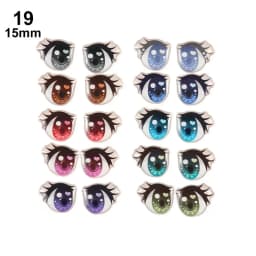 10Pairs Long Eyelashes Cute Love Cartoon Eyes Stickers Anime Figurine Doll Face Organ Paster Clay Decals DIY Doll Accessories