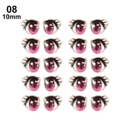 10Pairs Long Eyelashes Cute Love Cartoon Eyes Stickers Anime Figurine Doll Face Organ Paster Clay Decals DIY Doll Accessories
