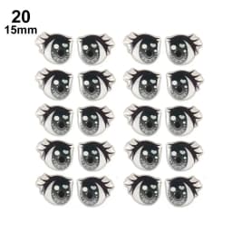 10Pairs Long Eyelashes Cute Love Cartoon Eyes Stickers Anime Figurine Doll Face Organ Paster Clay Decals DIY Doll Accessories