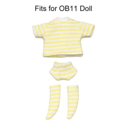 Doll Clothes Suits Stripe Shirt for 1/12 BJD Doll Clothes OB11 Doll T-shirt 1/11 Doll Panties Doll Cotton Socks Doll Accessories