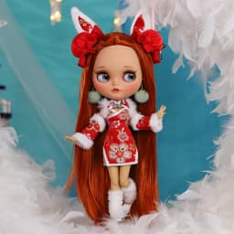 ICY DBS Blyth Doll Clothes 1/6 bjd Rabbit New Year Suit Pastoral Style Bag Set Licca Azone Body sd