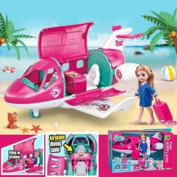 Cute Playset Doll With Travel Dream Airplane And Doll Accessories Suitcase Puppy Dog Pet Birthday Christmas Gift