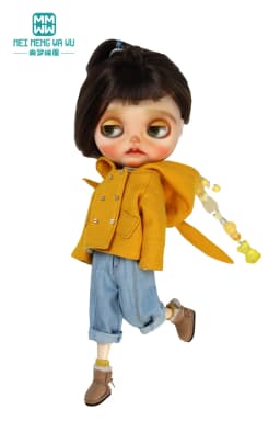 Blyth Doll Clothes Azon OB22 OB24 Fashion Wool Jacket Coat Sweater Jeans Doll Accessories