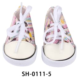 American 18 Inch Girl Doll Canvas Shoes 7cm Fashion Lines, Flowers Sneakers Boots For 43cm Baby New Born& DIY Russia,OG Doll Toy