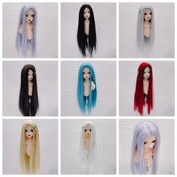 1/3 1/4 1/6  Bjd SD Doll Wig Soft Wire Long Straight Wine Red Black Hair Wig Without Bangs For BJD Doll Wig Doll Accessories