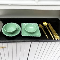 7/16/20Pcs Dollhouse Tableware Set Vintage Miniature Plate Bowl Fork Knife Spoon Chopsticks For Doll House Kitchen Furniture