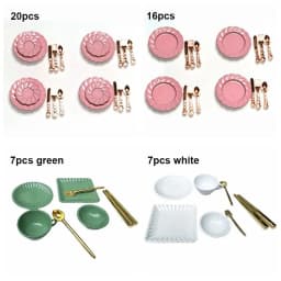 7/16/20Pcs Dollhouse Tableware Set Vintage Miniature Plate Bowl Fork Knife Spoon Chopsticks For Doll House Kitchen Furniture