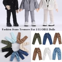 Fashion Doll Clothes For 1/11 OB11 Dolls Denim Trousers For 1/12 Bjd/GSC Doll T-shirt Mini Cute Doll Pants DIY Doll Accessories