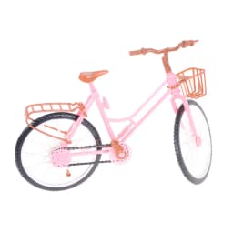 1pc Fashion Beautiful Bicycle Fashion Detachable Pink Bike with Brown Plastic Basket for Kids Dolls Accessories Size: 26*8*17
