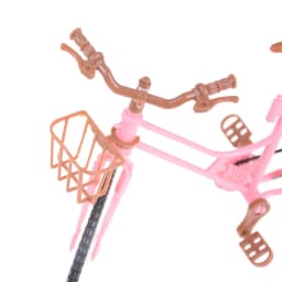 1pc Fashion Beautiful Bicycle Fashion Detachable Pink Bike with Brown Plastic Basket for Kids Dolls Accessories Size: 26*8*17
