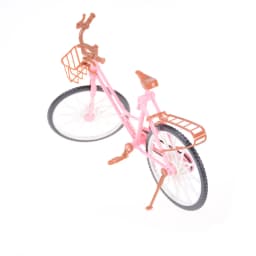 1pc Fashion Beautiful Bicycle Fashion Detachable Pink Bike with Brown Plastic Basket for Kids Dolls Accessories Size: 26*8*17