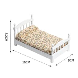 1/12 Dollhouse Wooden/Iron Mini Single/Double Bed Home Bedroom Furniture Toy Living Room Furniture Model Handmade Toy