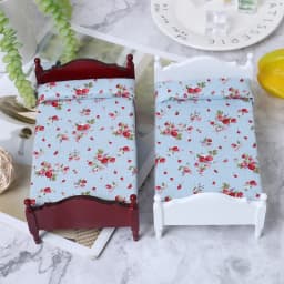 1/12 Dollhouse Wooden/Iron Mini Single/Double Bed Home Bedroom Furniture Toy Living Room Furniture Model Handmade Toy
