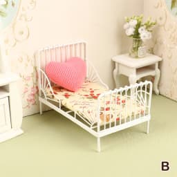 1/12 Dollhouse Wooden/Iron Mini Single/Double Bed Home Bedroom Furniture Toy Living Room Furniture Model Handmade Toy
