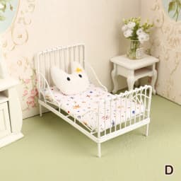1/12 Dollhouse Wooden/Iron Mini Single/Double Bed Home Bedroom Furniture Toy Living Room Furniture Model Handmade Toy