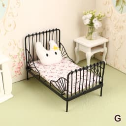 1/12 Dollhouse Wooden/Iron Mini Single/Double Bed Home Bedroom Furniture Toy Living Room Furniture Model Handmade Toy