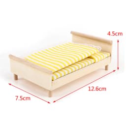 1/12 Dollhouse Wooden/Iron Mini Single/Double Bed Home Bedroom Furniture Toy Living Room Furniture Model Handmade Toy