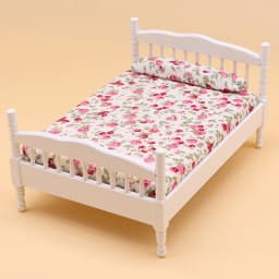 1/12 Dollhouse Wooden/Iron Mini Single/Double Bed Home Bedroom Furniture Toy Living Room Furniture Model Handmade Toy