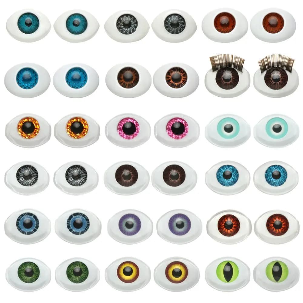 1Pair Oval Doll Eyes Realistic Half Round Craft Accessories Acrylic DIY Eyeballs Reborn Doll Eyes BJD Mini Easy Use Simulation