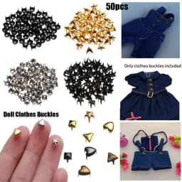 50Pcs Star/Heart Shape Bags Buckle Mini Metal Buckles for DIY Doll Clothes 4/5/6mm Tiny Buttons Doll Clothing Accessories