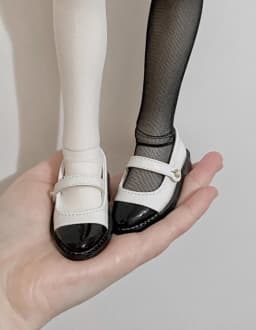 BJD MSD Doll Shoes In Stock YOSD 1/6 1/4 Black White Match Color Pointed Toe Black-White Small Leather Shoes BJD Accessories