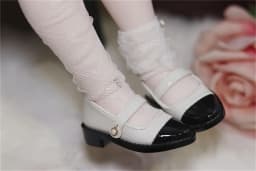 BJD MSD Doll Shoes In Stock YOSD 1/6 1/4 Black White Match Color Pointed Toe Black-White Small Leather Shoes BJD Accessories