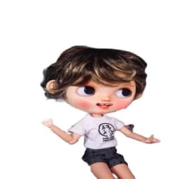 Blythes Doll Wig Fits Into the 1/6 Style Male European Style Curly Hair With Highlights Dark Brown Mixed Light Imitation Mohair