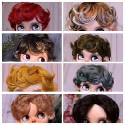 Blythes Doll Wig Fits Into the 1/6 Style Male European Style Curly Hair With Highlights Dark Brown Mixed Light Imitation Mohair
