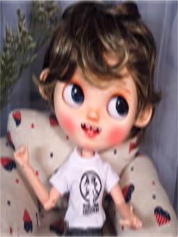 Blythes Doll Wig Fits Into the 1/6 Style Male European Style Curly Hair With Highlights Dark Brown Mixed Light Imitation Mohair