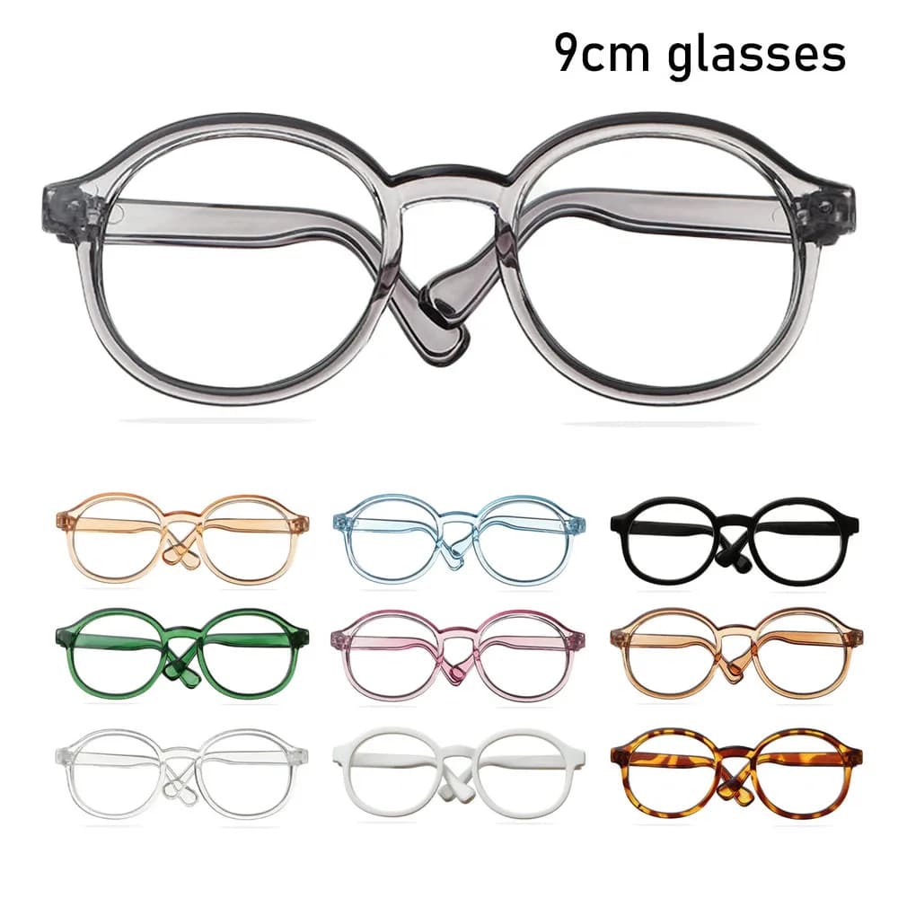9cm Round Frame Miniature Eyewear Clear Lens Candy Color Eyeglasses Style For Blythe Doll Accessories Plush Doll Glasses