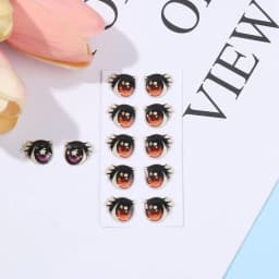 10Pairs Cartoon Eyes Stickers Long Eyelashes Cute Eyes Sticker Anime Figurine Doll Face Decals DIY Doll Accessories