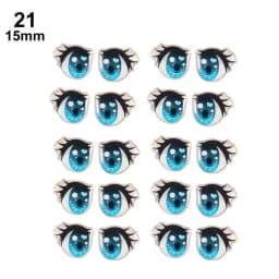 10Pairs Cartoon Eyes Stickers Long Eyelashes Cute Eyes Sticker Anime Figurine Doll Face Decals DIY Doll Accessories