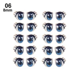 10Pairs Cartoon Eyes Stickers Long Eyelashes Cute Eyes Sticker Anime Figurine Doll Face Decals DIY Doll Accessories