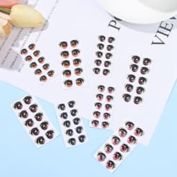 10Pairs Cartoon Eyes Stickers Long Eyelashes Cute Eyes Sticker Anime Figurine Doll Face Decals DIY Doll Accessories