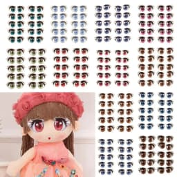 10Pairs Cartoon Eyes Stickers Long Eyelashes Cute Eyes Sticker Anime Figurine Doll Face Decals DIY Doll Accessories