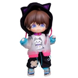 New Ob11 Doll Punk Style Clothing Dolls Cat Ear Casual Shorts Doll Clothes set For Nendoroids Ob11,Molly,Obitsu 11,1/12 Doll