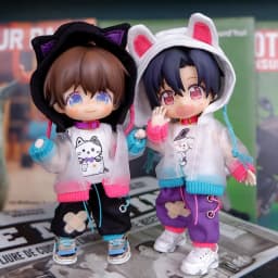 New Ob11 Doll Punk Style Clothing Dolls Cat Ear Casual Shorts Doll Clothes set For Nendoroids Ob11,Molly,Obitsu 11,1/12 Doll