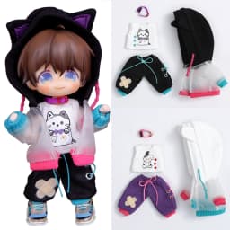 New Ob11 Doll Punk Style Clothing Dolls Cat Ear Casual Shorts Doll Clothes set For Nendoroids Ob11,Molly,Obitsu 11,1/12 Doll