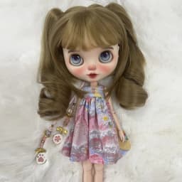 Blyth Clothes Azone OB22 OB24 Doll Accessories Fashion Denim Strap Short Skirt with Long Sleeved Dress Pleated Skirt Toy Gift