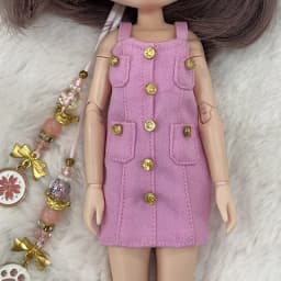Blyth Clothes Azone OB22 OB24 Doll Accessories Fashion Denim Strap Short Skirt with Long Sleeved Dress Pleated Skirt Toy Gift