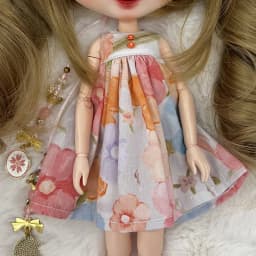 Blyth Clothes Azone OB22 OB24 Doll Accessories Fashion Denim Strap Short Skirt with Long Sleeved Dress Pleated Skirt Toy Gift