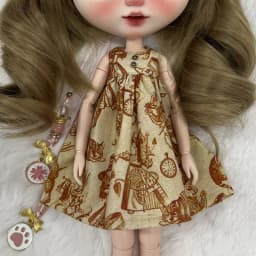 Blyth Clothes Azone OB22 OB24 Doll Accessories Fashion Denim Strap Short Skirt with Long Sleeved Dress Pleated Skirt Toy Gift