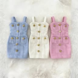 Blyth Clothes Azone OB22 OB24 Doll Accessories Fashion Denim Strap Short Skirt with Long Sleeved Dress Pleated Skirt Toy Gift