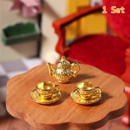 8PCS 1/12 Miniature Dollhouse pink Flower Patten Porcelain Coffee Tea Cups Ceram