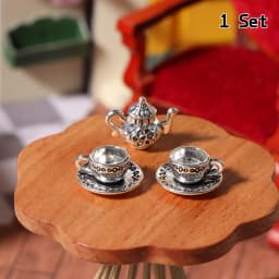 8PCS 1/12 Miniature Dollhouse pink Flower Patten Porcelain Coffee Tea Cups Ceram