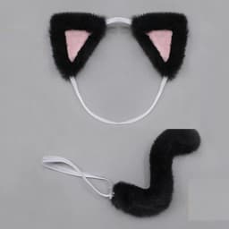 20cm Dolls Accessories Cute Plush Cat Ear Headband Hairy Tail For Cotton Stuffed Toys Headwear Idol Dolls Hair Decor