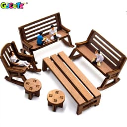 1:12 Dollhouse Mini Park Table Chair Miniature Bench Stool Rocking Chair Dolls House Furniture Accessories Kids Pretend Play Toy