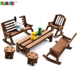 1:12 Dollhouse Mini Park Table Chair Miniature Bench Stool Rocking Chair Dolls House Furniture Accessories Kids Pretend Play Toy