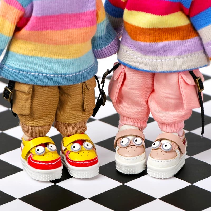 1 Pair of OB11 Doll Baby Shoes Big Eyes Cartoon Anime Cute Sneakers 1/12 Bjd Doll Shoes Decoration Detachable Doll PVC Material
